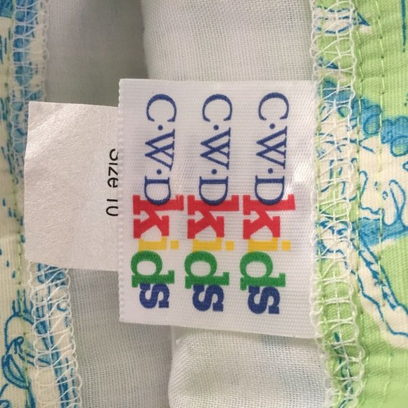 CWD Kids Girls 10 Green Blue Skirt Wrap Bow Tie Ocean Tropical Nautical Beach I2 - Picture 4 of 4